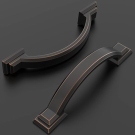 Amerdeco 6 Pack Oil Rubbed Bronze Cabinet Pulls 3 Inch(76mm) Hole Centers, Handles for Kitchen Cabinet Hardware, Arch Cabinet Handles for Bathroom Dresser Drawer Handles ZH0016…