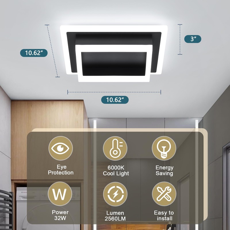 EIDISUNY Modern LED Ceiling Light, Hallway Flush Mount Ceiling Light,