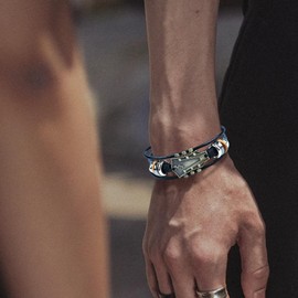 StyleJella Black Retro Faux Leather Guitar Cuff Bracelet for Men And Women, Punk And Rock Style Multi-Layer Wrap With Stainless Clasp, Adjustable Wristband for Music Enthusiasts Gift