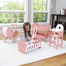 Fat Brain Toys Emery's World - Pretend & Play Double Doll Bed for 12-to-16-inch Dolls, Ages 3+