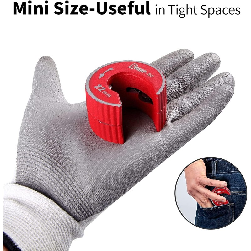 Sharp-tec Pipe Cutter 15mm and 22mm, Copper Pipe Cutter with