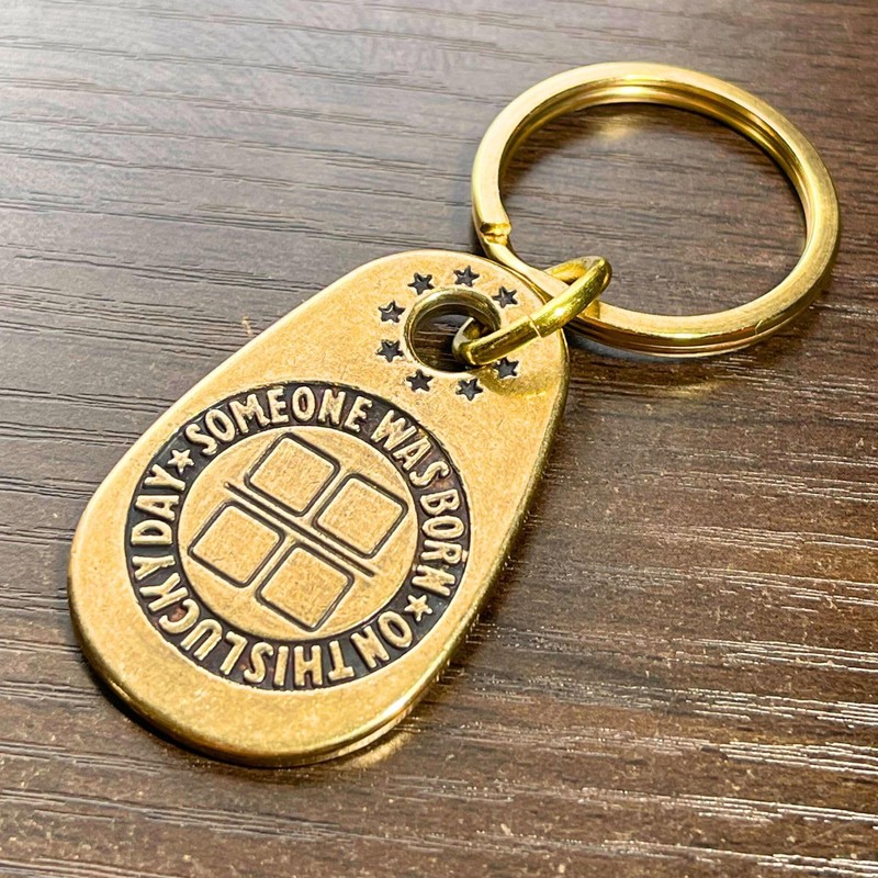 Dea Bona Good Luck Keychain Key Ring, Brass, Good Luck,