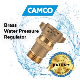 Camco Camco Brass Marine/RV Water Pressure Regulator – Protects RV Kitchen Small Appliances, Plumbing & Hoses – Reduces RV Water Pressure to Safe & Consistent 40-50 PSI – Drinking Water Safe (40055)