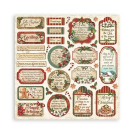 Stamperia Classic Christmas-Pad, Red/Green, 12 x 12 inches