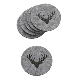 Boltze Home Collections Tjark Coasters Diameter 10 cm Grey Set of 6 (Grey Stag Head)