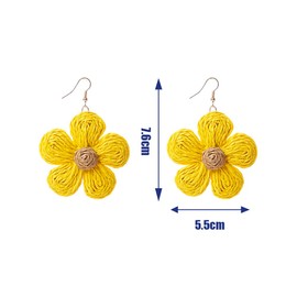 QKEPCY Earrings for Women Girls Colourful Flower Bohemian Earrings Fabric Flowers Hand Woven Elegant Fashion Jewellery Gifts Accessories for Valentine's Day Birthday, Stainless Steel, No Gemstone