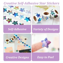 Zoyiancy 1500Pcs Star Stickers for Reward, Self Adhesive Reward Behavior Stickers, Multicolor Incentive Star Sticker Roll for Student Teacher Home Decal (24 Styles)
