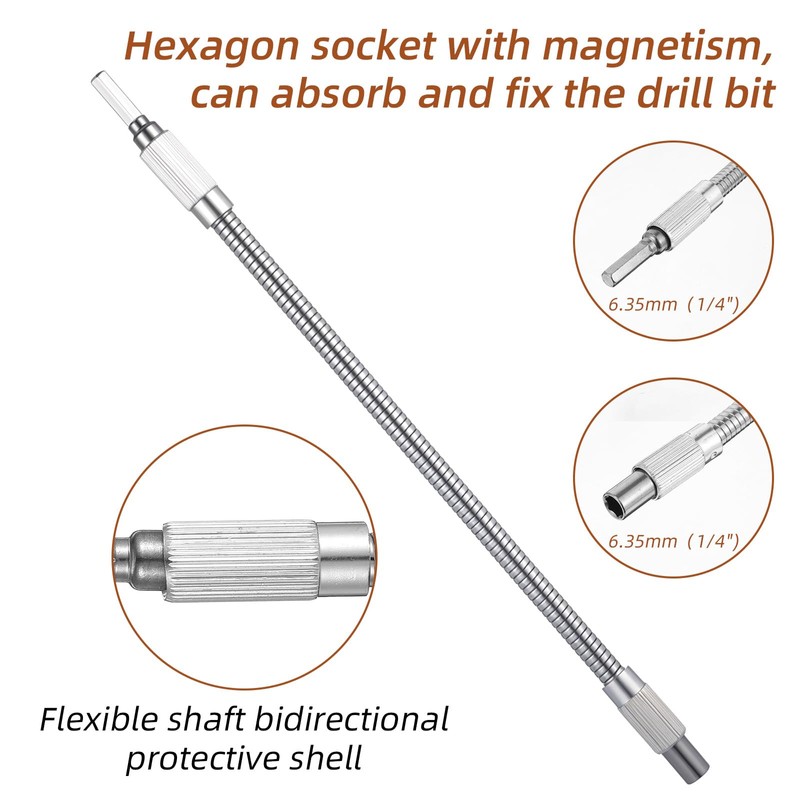 2PCS Flexible Drill Bit Extension Set, Universal Extension for Drills,