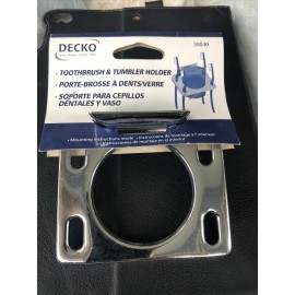 Decko 38040 Toothbrush & Tumbler Holder, Chrome Plated Steel, Hold 4 Brushes NEW