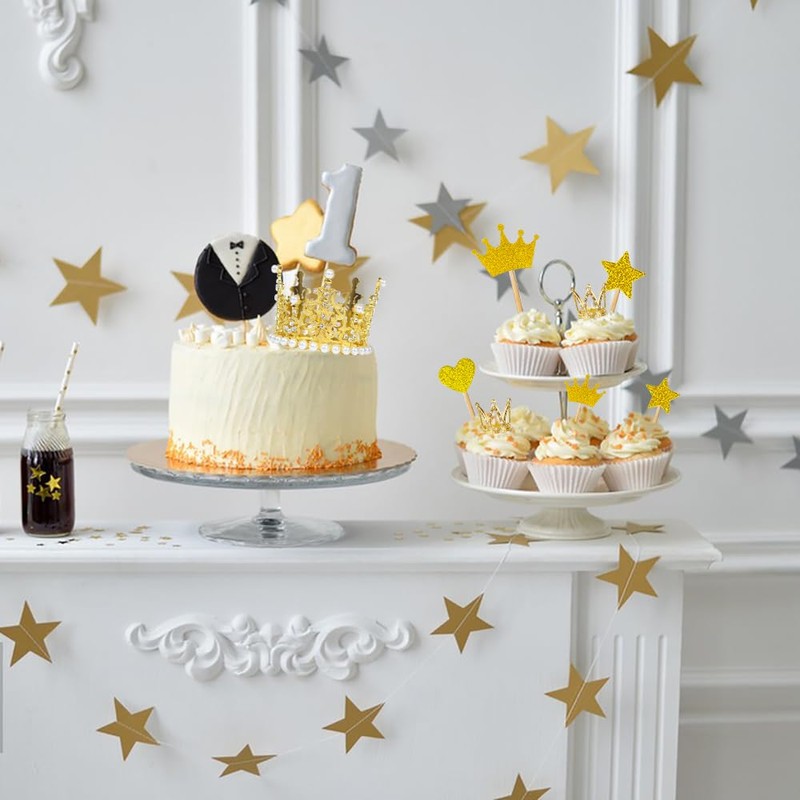 40 piezas de decoración para tartas y mariposas (dorado)