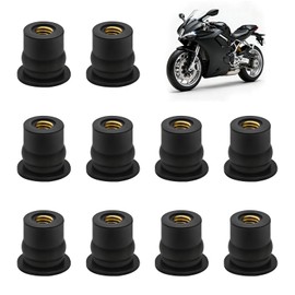 10 x Motorcycle Mounting Windshield M6, Motorcycle Windscreen Screws Rubber Nut M6, Mounting Kit for Windshield Rubber Nuts, Compatible with Most Car Models (Straight Convexity)