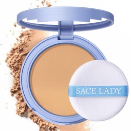 SACE LADY Face Powder Waterproof Sets Makeup, Controls Shine, Smooth Fine Lines for Flawless Lightweight Finish, Long Lasting Matte Compact Setting Powder Cosmetics Cruelty-free, 0.35oz (#03)