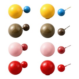 GOMAKERER 4 Pairs 4 Colors Double-Sided ABS Pearls Earrings, 1.6cm Round Plastic Pearl Front Back Earrings Imitation Pearl Button Earring Double Ball Earring for Women