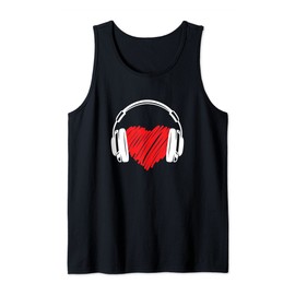 Valentines Day Heart Music Love Hip Hop Headphones Gift Tank Top