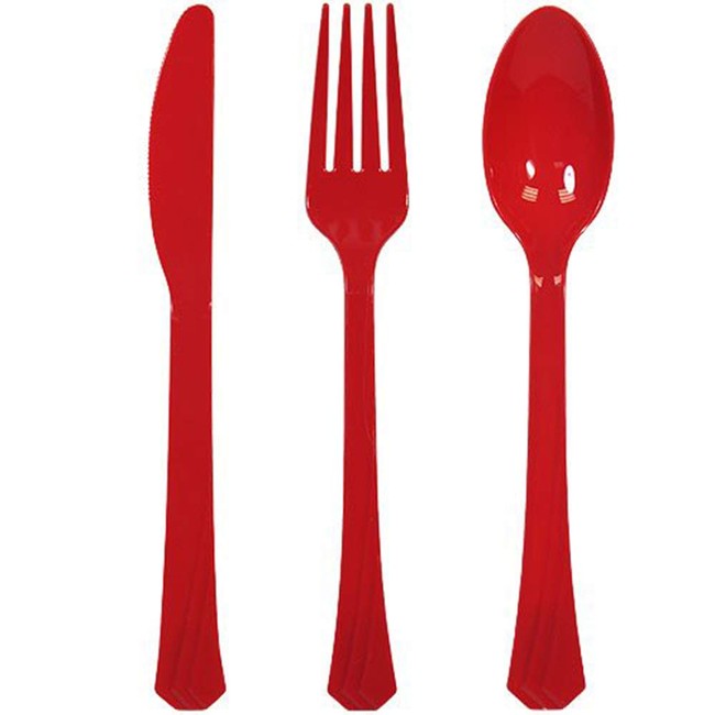 Tiger Chef Red Blue White American Flatware Party Supplies, Heavyweight Colored Plastic Silverware Includes 72 Forks, 72 Teaspoons, and 72 Knives (July 4th, 216)