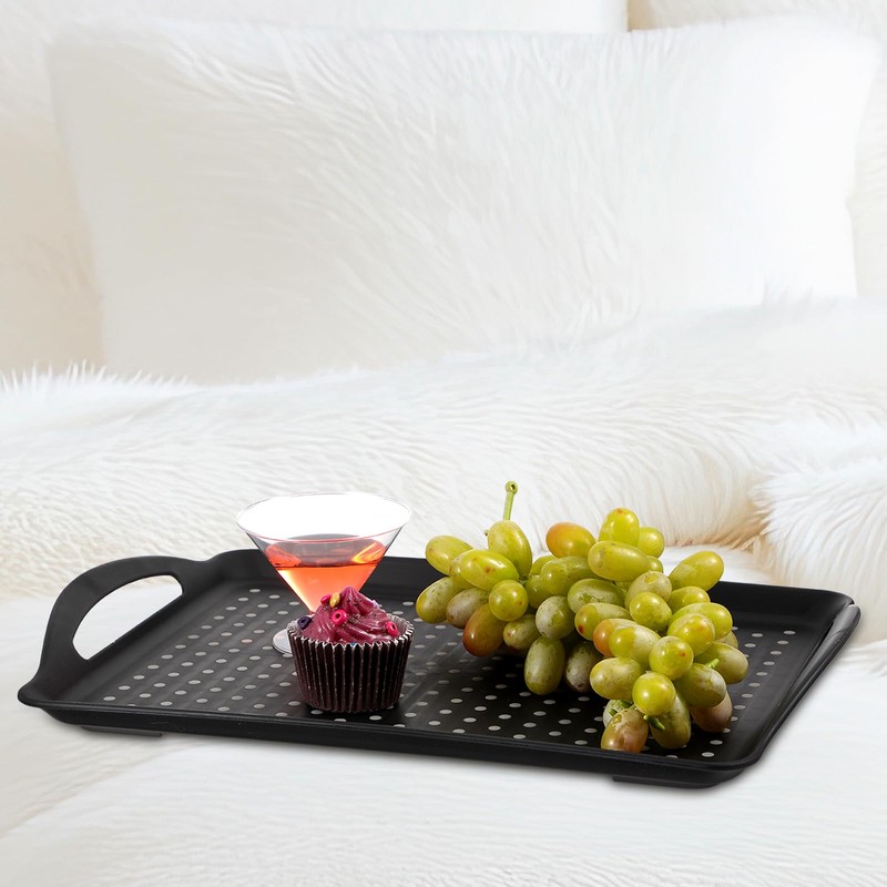3 Pcs Anti-Slip Serving Trays with Handles, Rectangular Food Serving