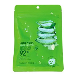 Nature Republic Natural Republic Mild & Moisture Aloe Gel Sheet Mask, Pack of 5, 85mL Sunburn Care, Gel Mask, Vegan Cosmetics