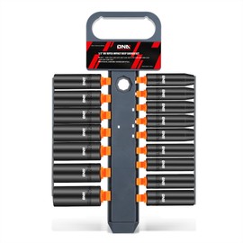 DNA MOTORING 16pcs 1/2 Inch Drive Metric Impact Deep Socket Set, 10mm-25mm,Cr-V Steel, TOOLS-00153