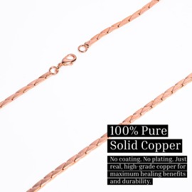 SUNYARAN Pure Copper Flat Triangle Pattern Chain Necklace for Men & women, 16 Inch Long Solid Copper Statement Jewelry Set Gift for Women & Men