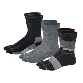 Dr. Motion Compression Crew Socks For Men Outdoor Hiking Walking With Enhanced Cushion And Breathable Arch Support 3 Pairs (Assorted B)