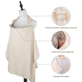 Manta para Amamantar Bebe, Manta de Lactancia Hipoalergenico Privacidad y Transpirable, Funda de Lactancia con Correas Ajustables, Manta Lactancia para Asiento de Automóvil, Silla Alta (Verde claro)