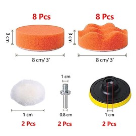 22Pcs Kit de almohadilla de pulido para encerar - con taladro de espuma para automóviles para lijado, encerado y esmalte para autos, almohadillas de p
