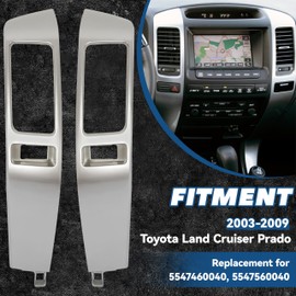 HECASA Dashboard Air Vent Trim Compatible with 2003-2009 Toyota Land Cruiser Prado/Lexus GX470 Replacement for 5547560040 Instrument Center Dash A/C Grille Outlet Panel Frame W/O Black Trim 2PCS