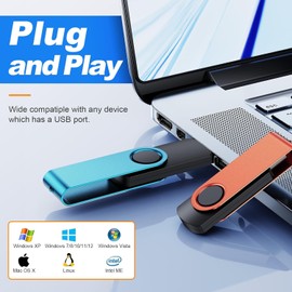 Kepmem 10 Pack 1GB USB Flash Drives 2.0 - Multicolour Memory Sticks with Metal Housing and Key Ring - USB Flash Drive Set for School, Office, Backup & Data Transfer