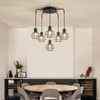 6-Light Pendant Light Fixtures, Industrial Farmhouse Hanging Lighting, Black Metal