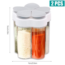 JLNGTHONG Pack of 2 Travel Spice Containers, 5-in-1 Spice Jars, Spice Dispenser, Camping Travel with Lid, Transparent Spice Boxes, Spice Container for Salt, Pepper