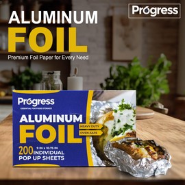 Pop-Up Aluminum Foil Wrap Sheets 9 x 10 3/4 Silver 200 per Box - Non-stick Heavy Duty aluminum foil sheets for Restaurants, Delis & Catering (9" x 10 3/4", 200)