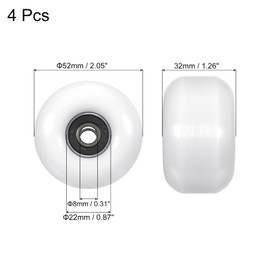 PATIKIL 52mm Skateboard Wheels with Bearings, 4 Pack Street Wheels for Skateboards Cruiser Wheel Replacement 95A, White Black