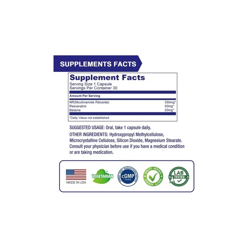 Lovita Nr 350 Mg Complejo Nad Con Trans-resveratrol