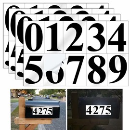 Diggoo 4 Sets Reflective Black Mailbox Numbers Sticker Decal Die Cut Elegant Style Vinyl Number 4" Self Adhesive for Mailbox, Signs, Window, Door, Cars, Trucks, Home, Business, Address Number