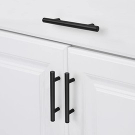 LONTAN 12 Pack Black Cupboard Handles Black Kitchen Handles Kitchen Door Handles -LS201BK128 Kitchen Handles Black Handles for Drawers Black Kitchen Cabinet Handles Kitchen Cupboard Handles 128mm