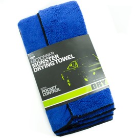 Zwipes Auto 669 Large Premium Absorbent Microfiber Drying Towel, Pocketed Plush Lint-Free Cloth, Blue