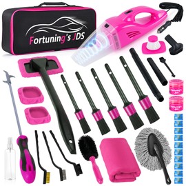 35PCS Car Detailing Kit Interior Cleaner with High Power Handheld Vacuum,Car Wash kit with Detailing Brush Set,Car Interior Detailing Kit,,Pink Car Accessories for Motorcycle,Cars Gifts for Women