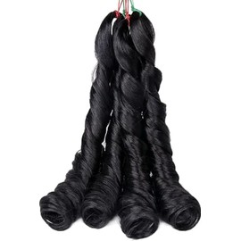 6 Packs Spiral Curls PreStretched Braiding Hair Hair Extension Braiding Hair French Curls Synthetic Braiding Hair Wavy Crochet Hair 100g/pack- (14", 1b)