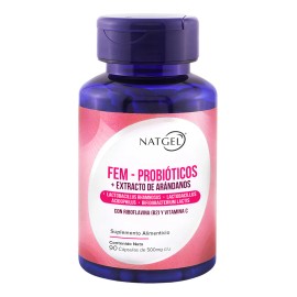 Fem | Probióticos Para La Mujer + Extracto de Arándanos | 90 Softgels | Formula Patentada | Natgel