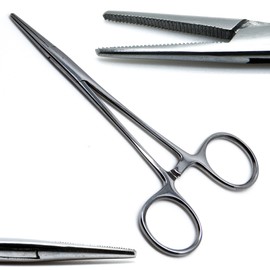 2 Pcs Mosquito Hemostat Curved & Straight Forcep 5" Locking Handle Surgical Picking Instruments