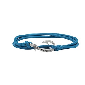 Chasing Fin Fish Hook Pendant Bracelet - Cool 30-Inch Military-Grade 550 Paracord Bracelet & Anklet - Adjustable Size, 100% Nylon Nautical & Fishing Accessory - J-Hook Pendant, Pewter (Sea Blue)