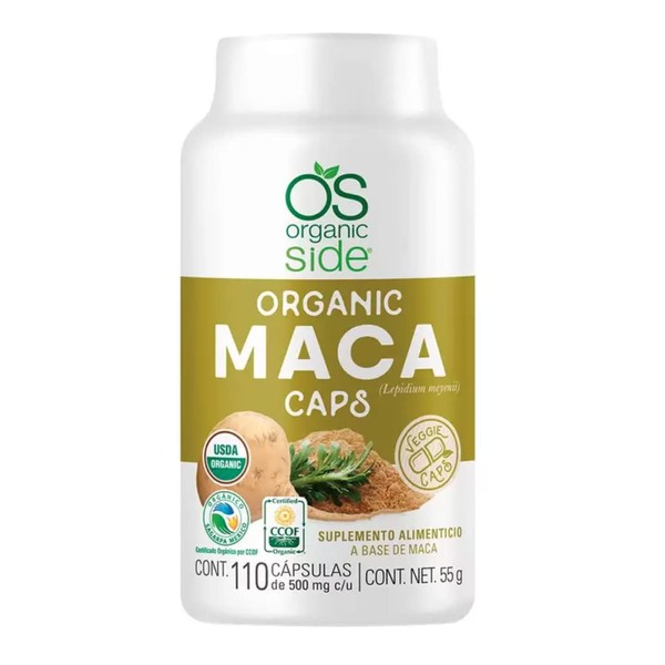 Organic Side Maca con 110 cápsulas, USDA, producto orgánico
