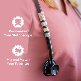 charMED charMED Custom Stethoscope Charms - Bling Monogram Charm - Gifts for Nurses, Doctors, Veterinarians & Healthcare Professionals - Metal Silver 0.5" Ring Charm (Letter D)