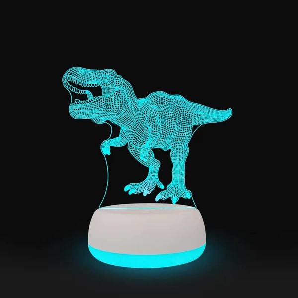 Xdorra 3D Night Lights Jurassic Tyrannosaurus Rex, Dinosaur LED Lamp for Kids,7 Colors Touch Table Desk Lamps Xmas Gift for Girls, Baby Bedroom Sleep, Birthday Party Holiday Gifts