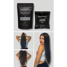 Nanobeauty Brazilian Keratin Hair Straightening 150ml Treatment Kit, Diamond Infused, Vegan, Blow dry, Smoothing/Repair, Argan Oil, Professional Results