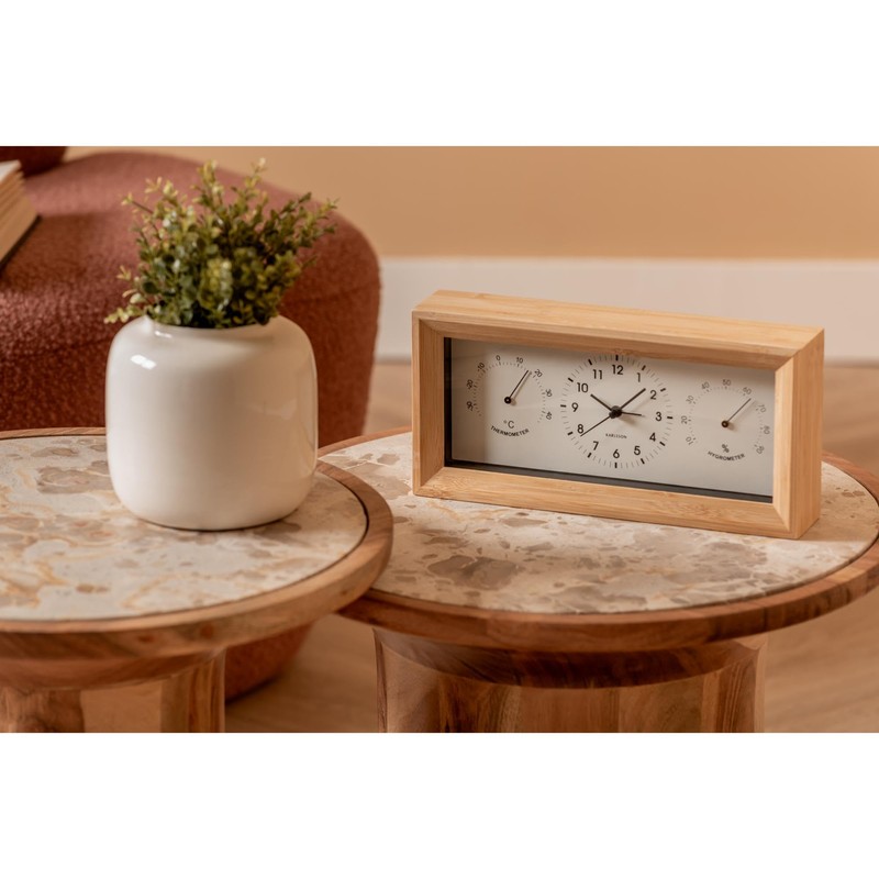 Karlsson [DL] Alarm Clock Neat Bamboo Rectangle White