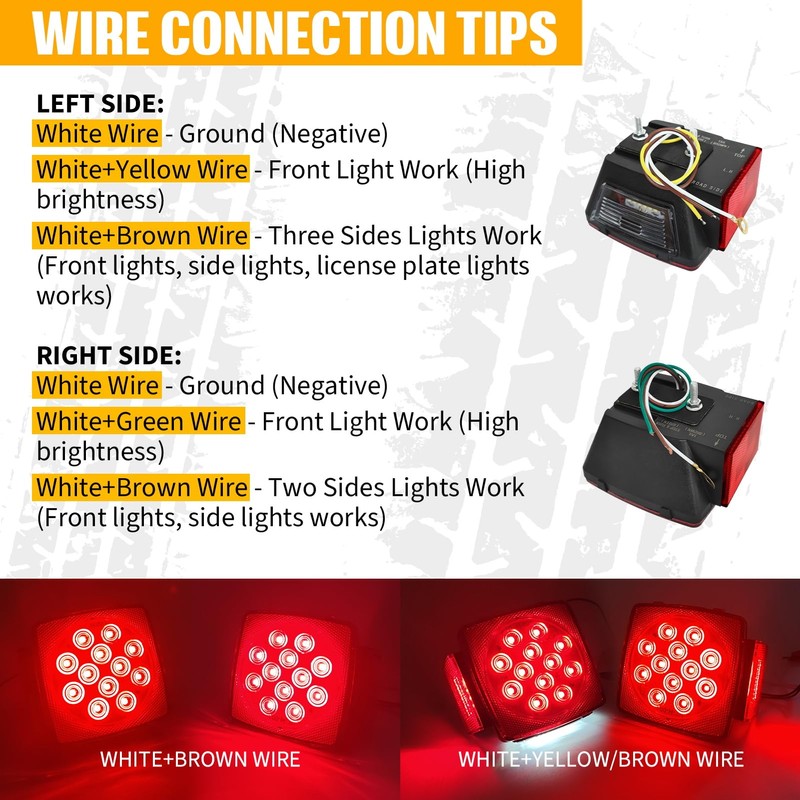 Gonice Complete LED Trailer Light Kit, Super Bright Submersible Boat