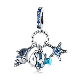 Lkwidi Charm Family Heart Animal Charm Pendant 925 Sterling Silver Charm Bead Pendant for European Bracelets and Necklaces, Silver, Cubic Zirconia
