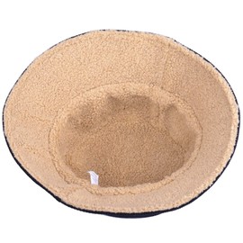 KYEYGWO Reversible Winter Fishing Hats for Men and Women, Thick Corduroy Faux Fur Teddy Style Hat, Plain Bucket Hat, Warm Winter Hat, Leisure Outdoor Hat, Black/khaki