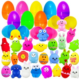 50 Pack Mochi Squishy Toy Easter Eggs, Kawaii Squishy Toy for Easter Theme Party Favor, Easter Eggs Hunt, Basket Filler, Classroom Prize Supplies